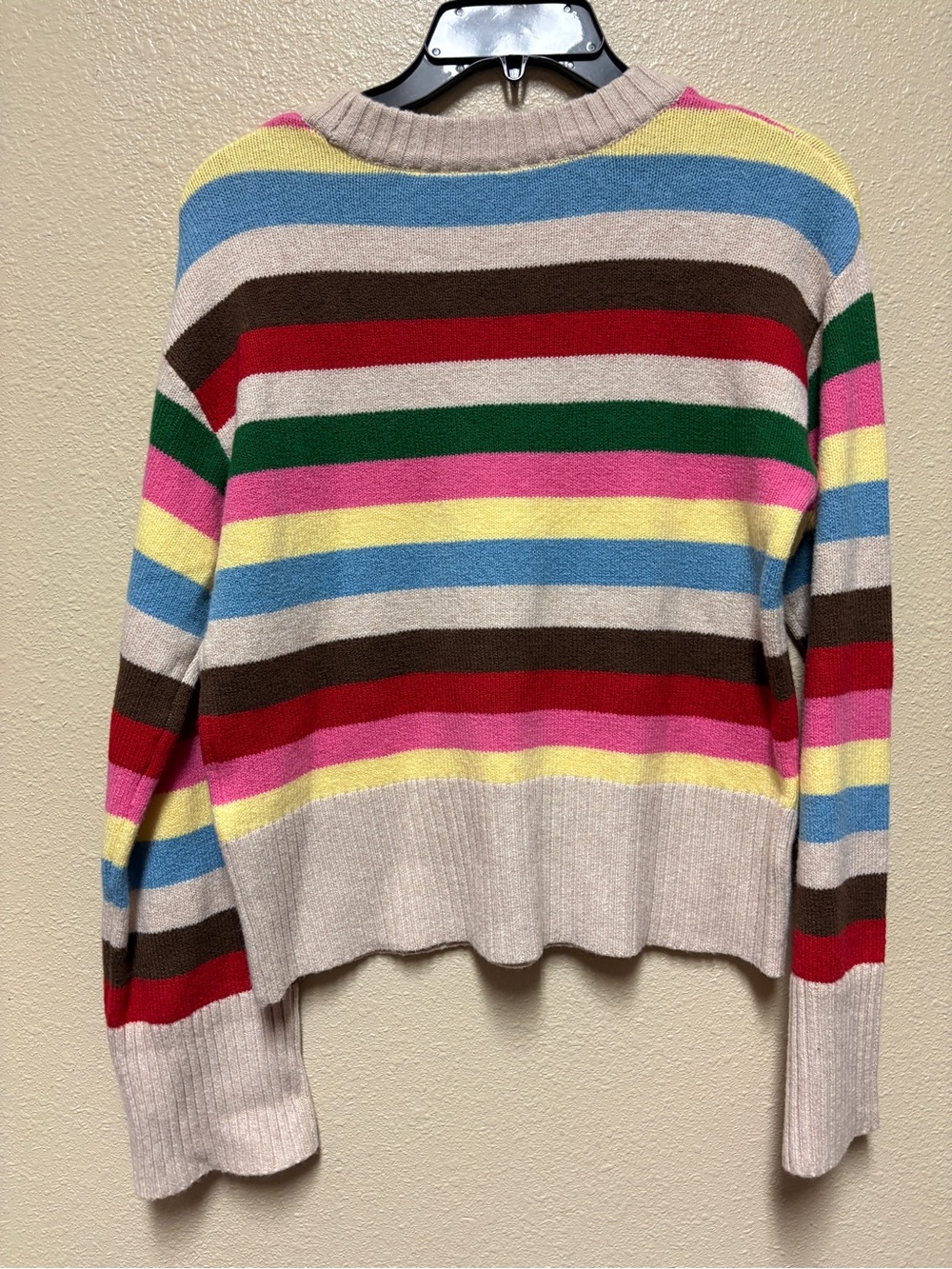 GAP Striped Crewneck Sweater in Pink Blue Yellow Green Brown Cream - Picture 3 of 7